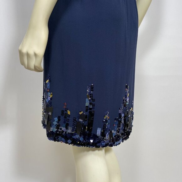 CHANEL Navy Silk Sequin Trim Cruise 2015  Dress *As Is* SAMPLE - Picture 13 of 16